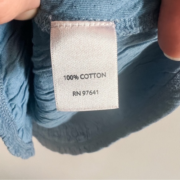 J. Jill Pure Jill Blue Round Neck 3/4 Sleeve Scrunched Cotton Fabric Top Small - Picture 5 of 7